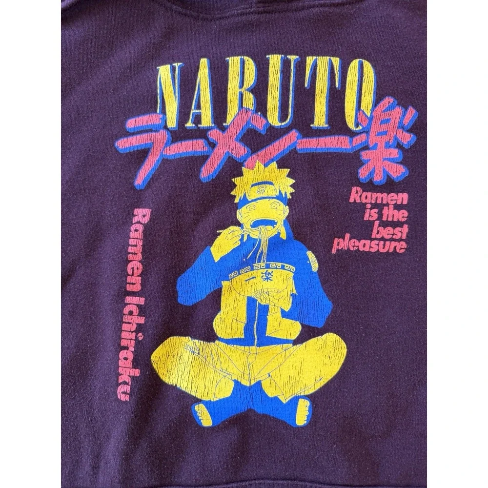 Naruto Hoodie Mens S Maroon Anime Graphic Ramen Ichiraku Pullover